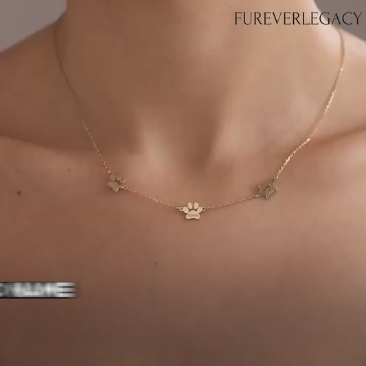 Custom Engraved Name Paw Necklace